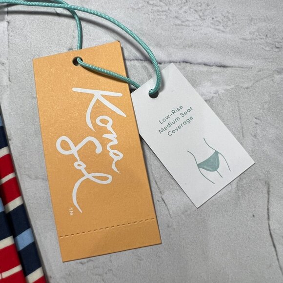 NEW Kona Sol Bikini Bottom Size S Striped Red Navy Blue Hipster TARGET NWT - Picture 7 of 9